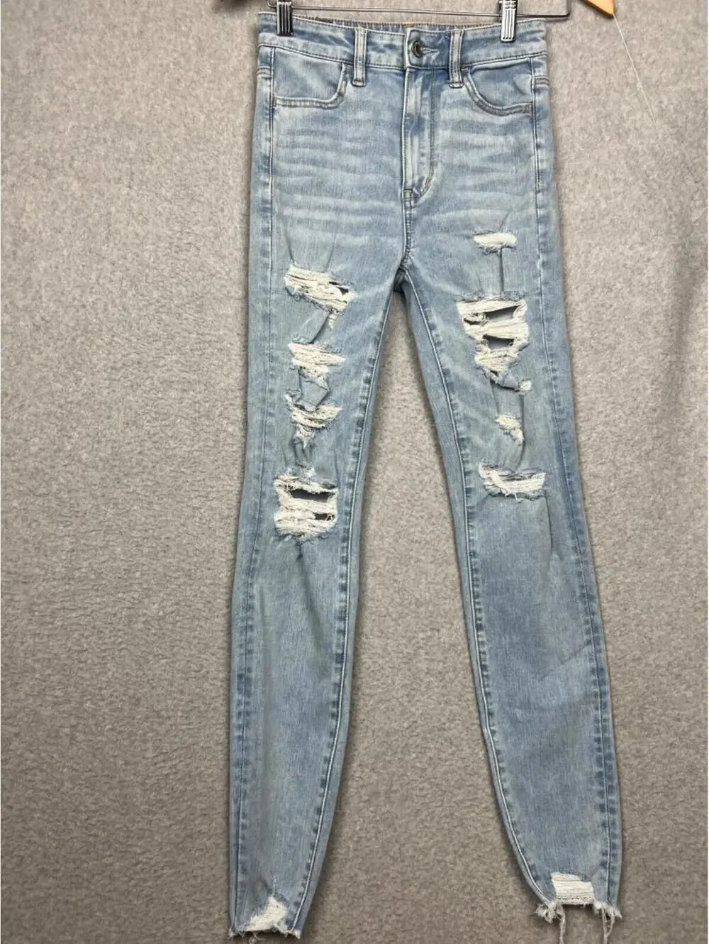 American Eagle Jeans High Rise Jegging Distressed Womens 0 Classic Light Wash
